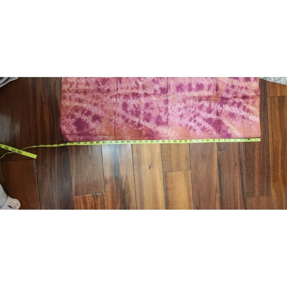 Shibori Dyed Silk Scarf Pink Orange Handmade Artisan Janice Patrignani Long Wrap